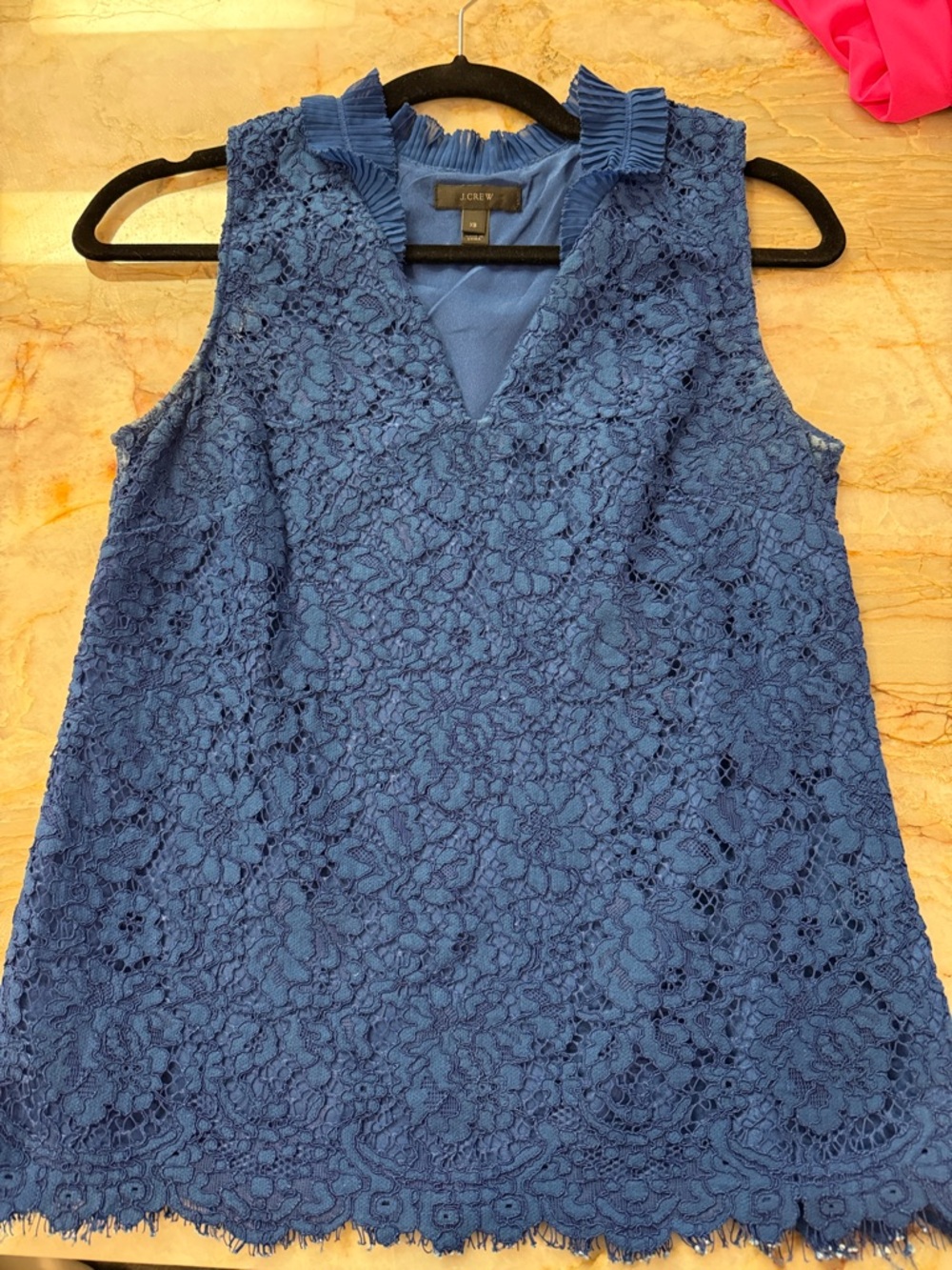 J. Crew Blue Floral Lace Sleeveless V-Neck Camisole